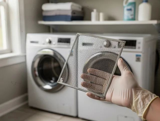 Middleburg Heights Dryer Vent Cleaning specialist performing detailed lint trap cleaning service in Middleburg Heights