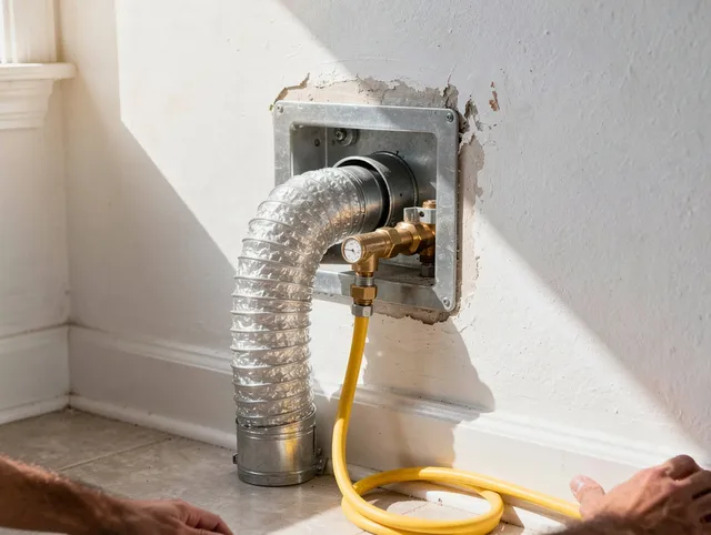 Middleburg Heights Dryer Vent Cleaning certified technician performing specialized gas dryer vent cleaning in Middleburg Heights